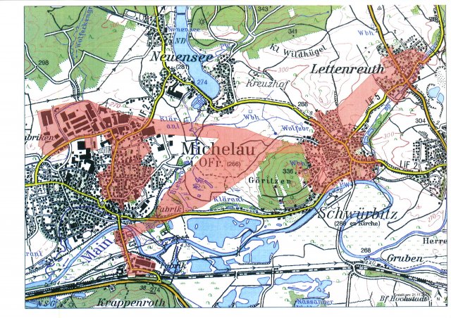 Plan 1 Kumulationsgebiet Michelau i.OFr. – Übersichtskarte