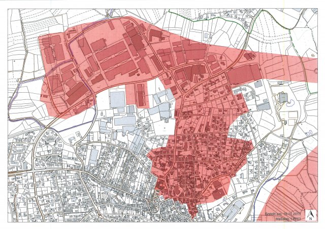 Grossansicht in neuem Fenster: Plan 2: Kumulationsgebiet Detailkarte Michelau i.OFr.